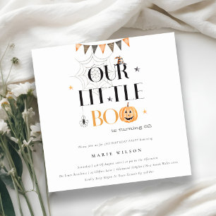 Halloween Pumpkin Little Boo Kids Birthday Invite Bedankkaart