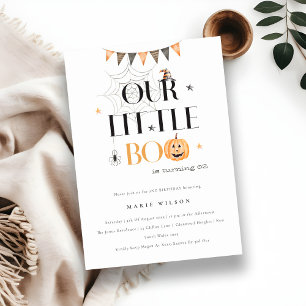 Halloween Pumpkin Little Boo Kids Birthday Invite Bedankkaart