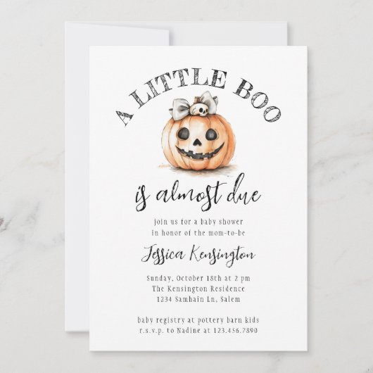 Halloween Pumpkin Little Boo Schattige Baby shower Kaart (Voorkant)