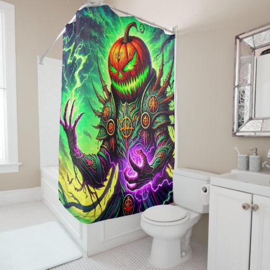 Halloween Pumpkin Man Douchegordijn (In situ)