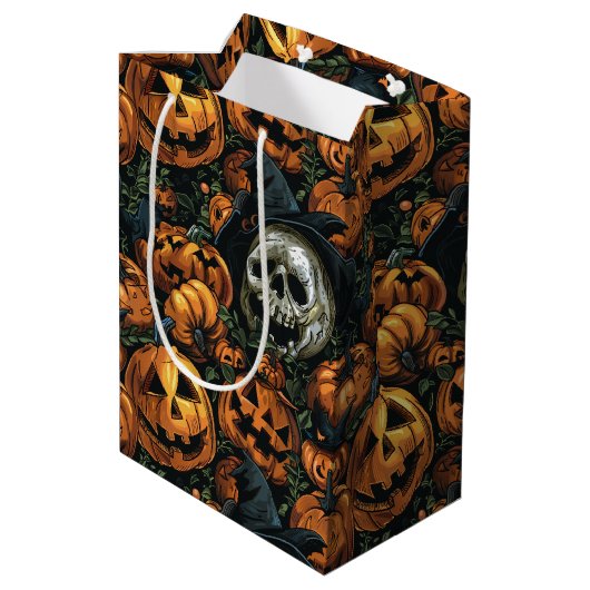 Halloween Pumpkin Medium Cadeauzakje (Achterkant Gekanteld)