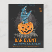 Halloween Pumpkin met Sjabloon handbediende Bar Flyer (Achterkant)