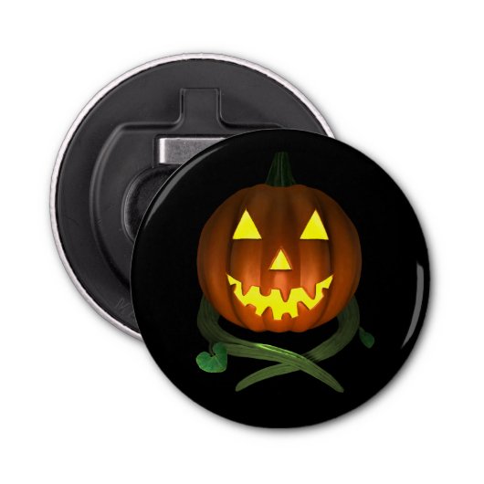 Halloween Pumpkin met wijnstokken Button Flesopener (Voorkant)