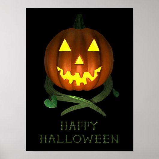 Halloween Pumpkin met wijnstokken Poster (Voorkant)