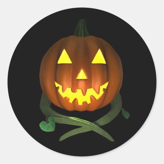 Halloween Pumpkin met wijnstokken Ronde Sticker (Voorkant)