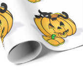 Halloween Pumpkin met zwarte kat Cadeaupapier (Rol Hoek)