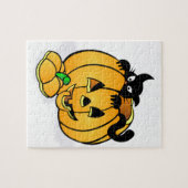 Halloween Pumpkin met zwarte kat Legpuzzel (Horizontaal)