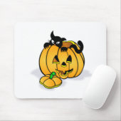 Halloween Pumpkin met zwarte kat Muismat (Met muis)