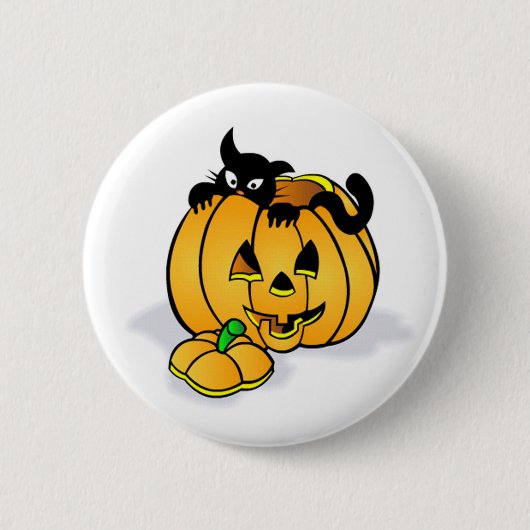 Halloween Pumpkin met zwarte kat Ronde Button 5,7 Cm (Voorkant)