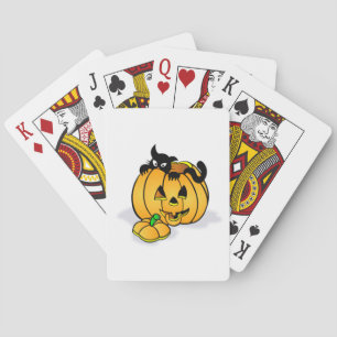 Halloween Pumpkin met zwarte kat Speelkaarten