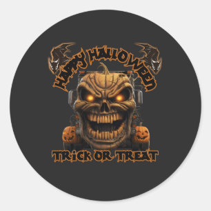 Halloween Pumpkin Monster Truck Spooky Haunted Nig Ronde Sticker