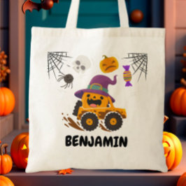 Halloween Pumpkin Monster Truck Treat of Trick Tote Bag