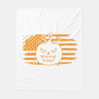 Halloween Pumpkin Monster USA Flag Fleece Deken