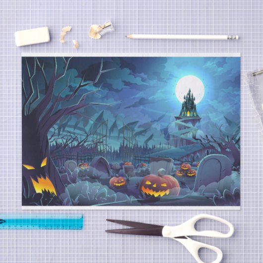 Halloween Pumpkin Moon begraafplaats Tissuepapier (Craft)