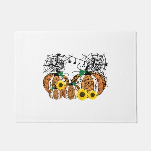 Halloween Pumpkin Music Symbols Music Teacher Deurmat (Voorkant)