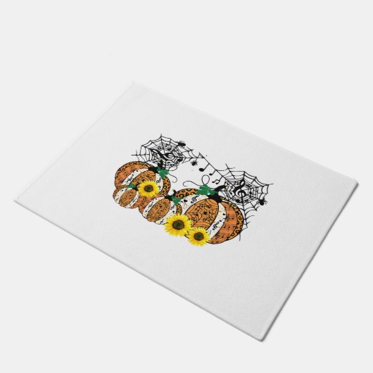 Halloween Pumpkin Music Symbols Music Teacher Deurmat (Schuin)