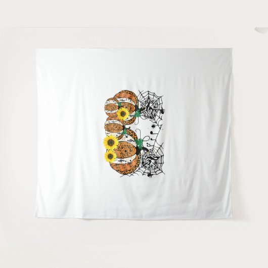 Halloween Pumpkin Music Symbols Music Teacher Wandkleed (Voorkant (horizontaal))