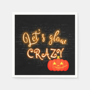 Halloween Pumpkin Neon Sign on Brick Wall Servet