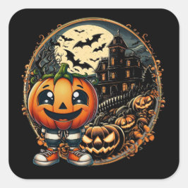 Halloween Pumpkin No 2 Classic Square Stickers