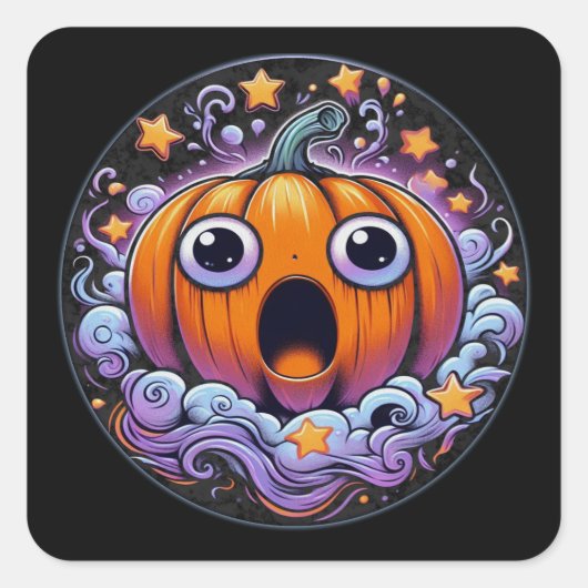 Halloween Pumpkin No 3 Classic Square Sticker (Voorkant)