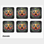 Halloween Pumpkin No 4 Classic Square Stickers (Vel)