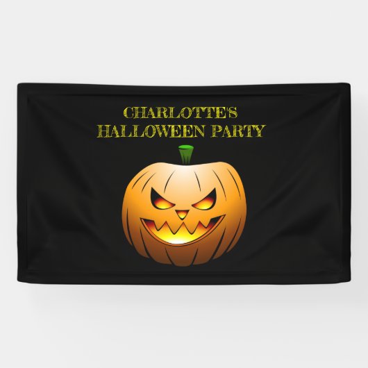 Halloween Pumpkin op een partijbanner Spandoek (Horizontaal)