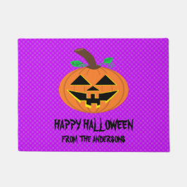 Halloween Pumpkin op Paarse Doormat Deurmat