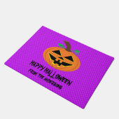 Halloween Pumpkin op Paarse Doormat Deurmat (Schuin)
