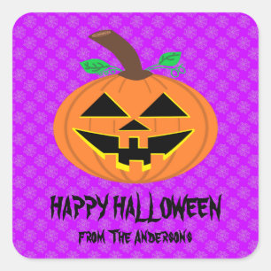 Halloween Pumpkin op Paarse stickers