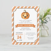 Halloween Pumpkin Oranje Baby shower Kaart (Staand voorkant)