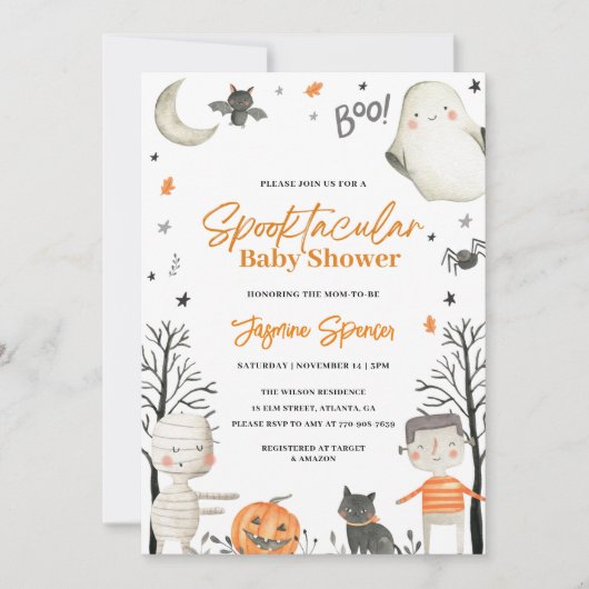 Halloween Pumpkin Oranje Baby shower Kaart (Voorkant)
