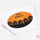 Halloween Pumpkin Oranje Black Spooky Silhouette Ovale Sticker (Envelop)