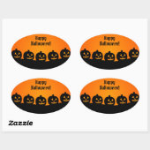 Halloween Pumpkin Oranje Black Spooky Silhouette Ovale Sticker (Vel)