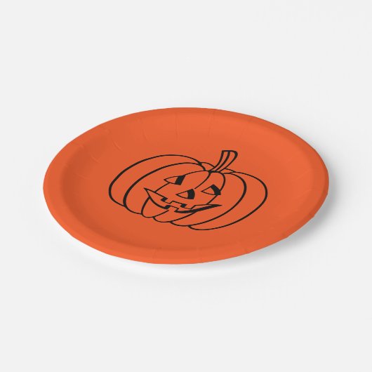 Halloween Pumpkin Oranje Jack-o-Lantern Papieren Bordje (Gekanteld)