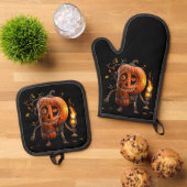 Halloween Pumpkin Ovenwant & Pannenlap Set (Top down)