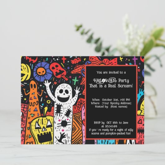 Halloween Pumpkin Palooza Party Kaart (Staand voorkant)