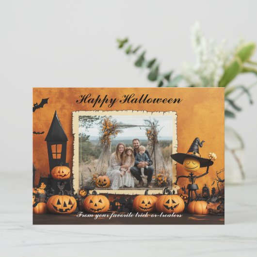 Halloween Pumpkin Patch Family Fun Kaart (Staand voorkant)