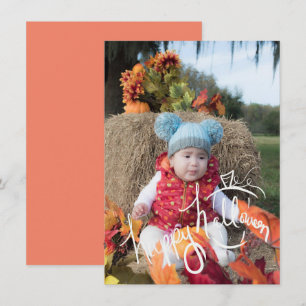 Halloween Pumpkin Patch Lettering Photo Card Feestdagenkaart
