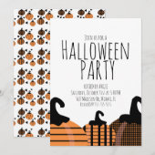 Halloween Pumpkin Pattern Birthday Party Event Kaart (Voorkant / Achterkant)