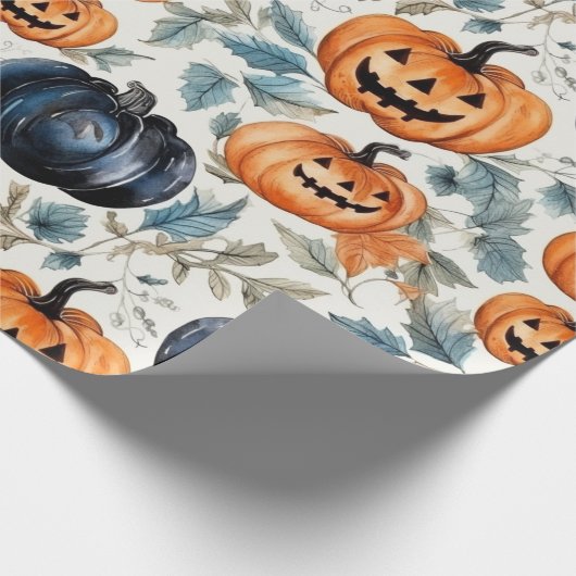 Halloween Pumpkin Pattern Cadeaupapier (Hoek)