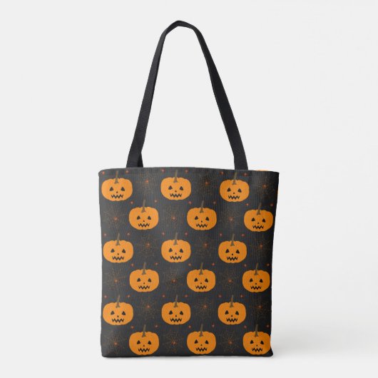 Halloween Pumpkin Pattern Canvas tas (Achterkant)