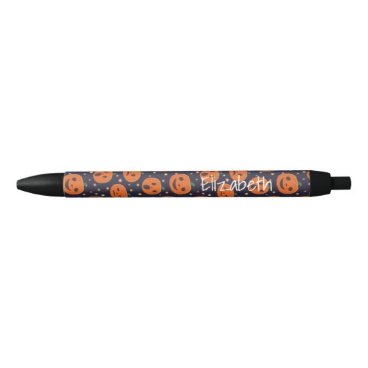 Halloween Pumpkin Pattern Jack O Lantern Festive Zwarte Inkt Pen (Voorkant)