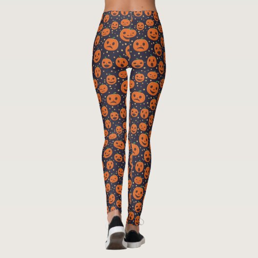 Halloween Pumpkin Pattern Jack-o-Lantern Pattern Leggings (Achterkant)