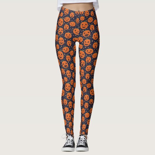 Halloween Pumpkin Pattern Jack-o-Lantern Pattern Leggings (Voorkant)