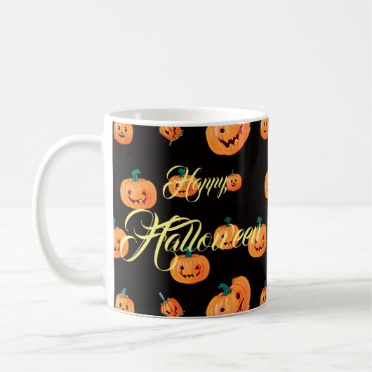 Halloween Pumpkin Pattern Koffiemok (Links)