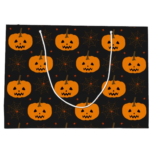 Halloween Pumpkin Pattern Large Gift Bag Groot Cadeauzakje (Achterkant)