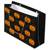Halloween Pumpkin Pattern Large Gift Bag Groot Cadeauzakje (Voorkant Gekanteld)
