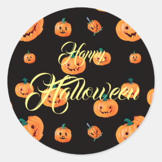 Halloween Pumpkin Pattern Ronde Sticker