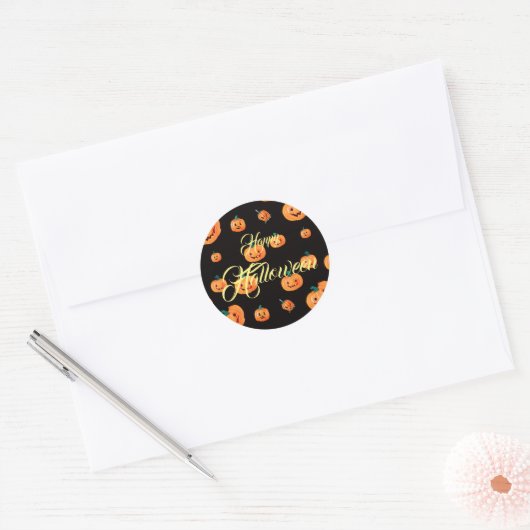 Halloween Pumpkin Pattern Ronde Sticker (Envelop)
