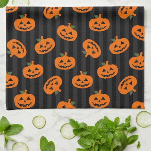 Halloween Pumpkin Pattern Theedoek (Gevouwen)